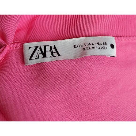 Zara Womens Large Batwing Pink Top Tie Sleeve Blouson - Picture 5 of 6